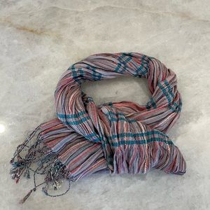 Dark pink and teal scarf